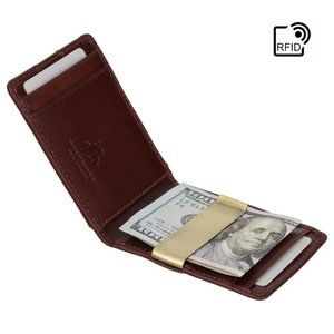 Brand New VISCONTI Men's Oil Tan Leather RFID Stealth Wallet Made in Italy